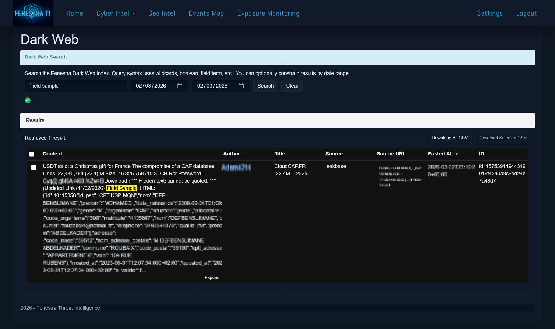 Dark Web Search