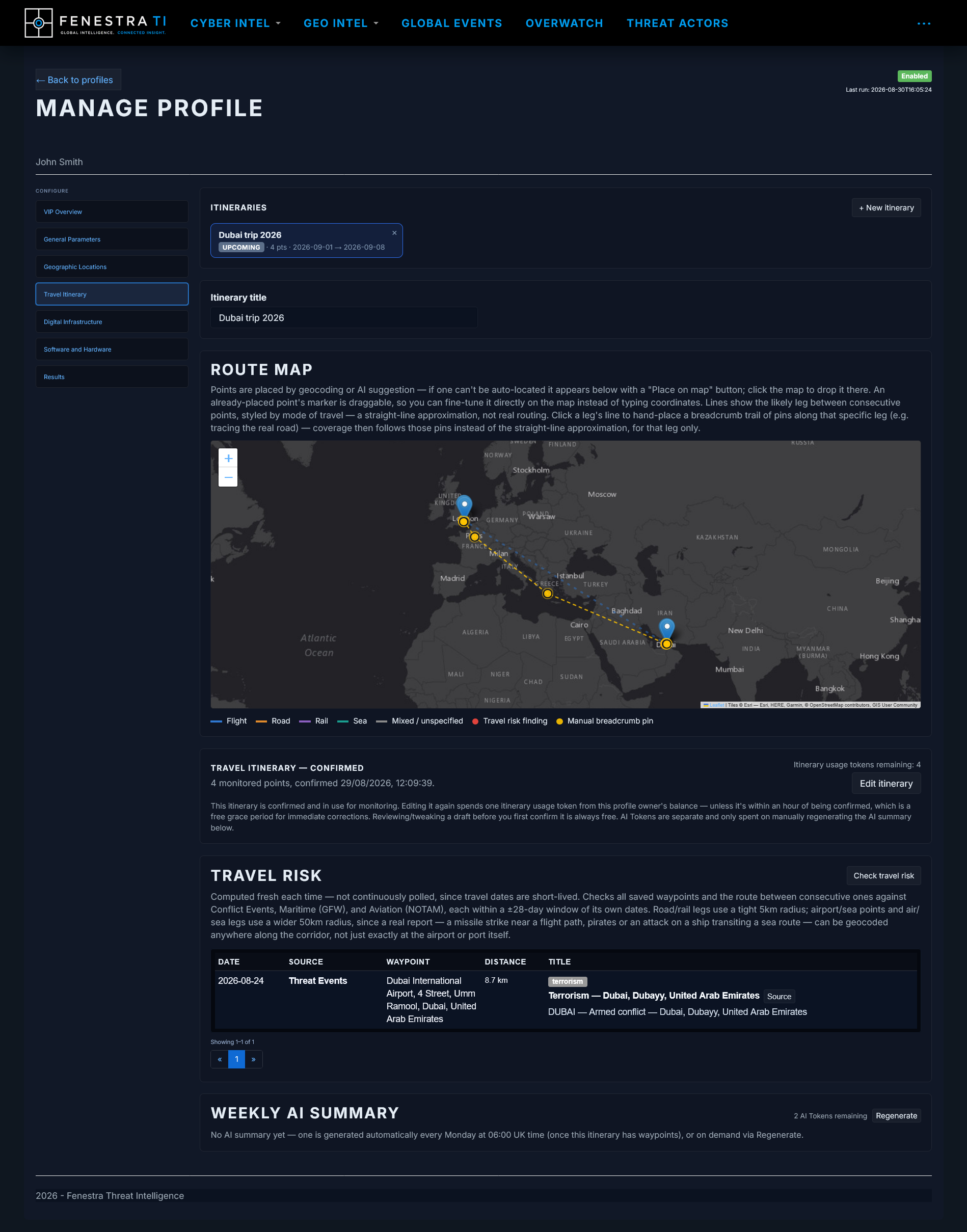 Travel Threat Monitoring